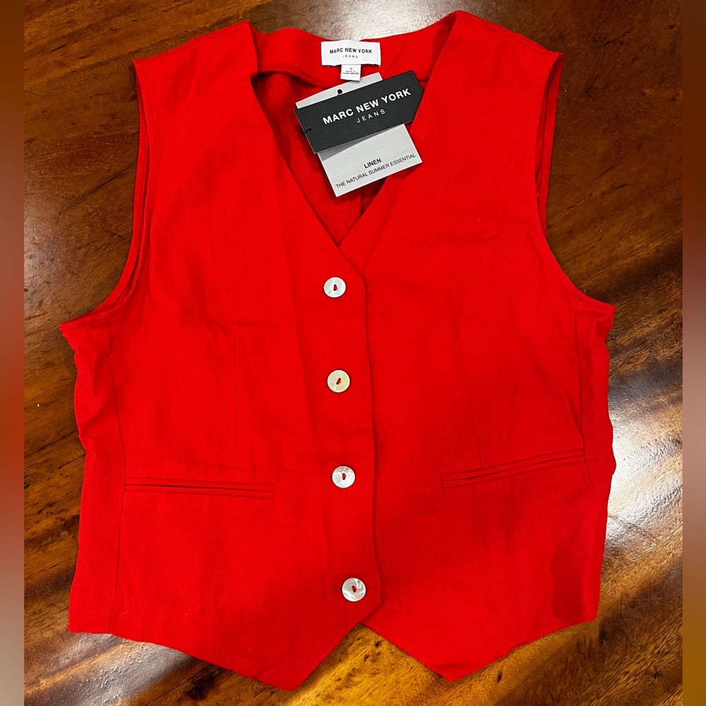 Marc New York Linen Button Vest